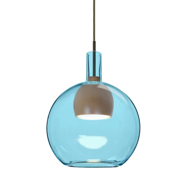 Besa Lighting Benji Cord Pendant, Blue/Medium, Bronze Finish, 1x9W LED 1JT-BENJIBLMD-LED-BR - main